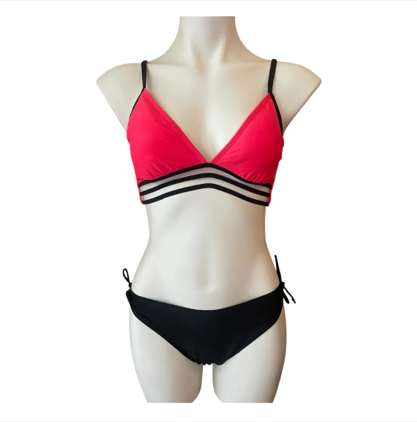 Vintage 2000s Y2K Bikini Set Neon Pink S/M image indicator(9)