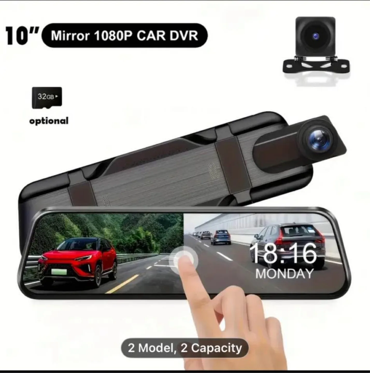 1&2 Channel 10 Inch Mirror Dash Cam for Trucks & Cars image indicator(7)
