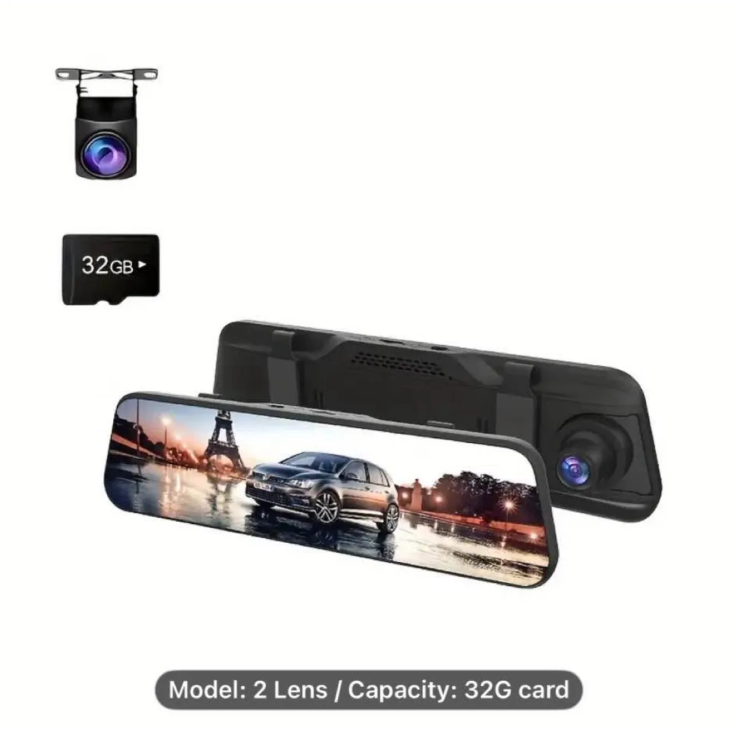 1&2 Channel 10 Inch Mirror Dash Cam for Trucks & Cars thumbnail