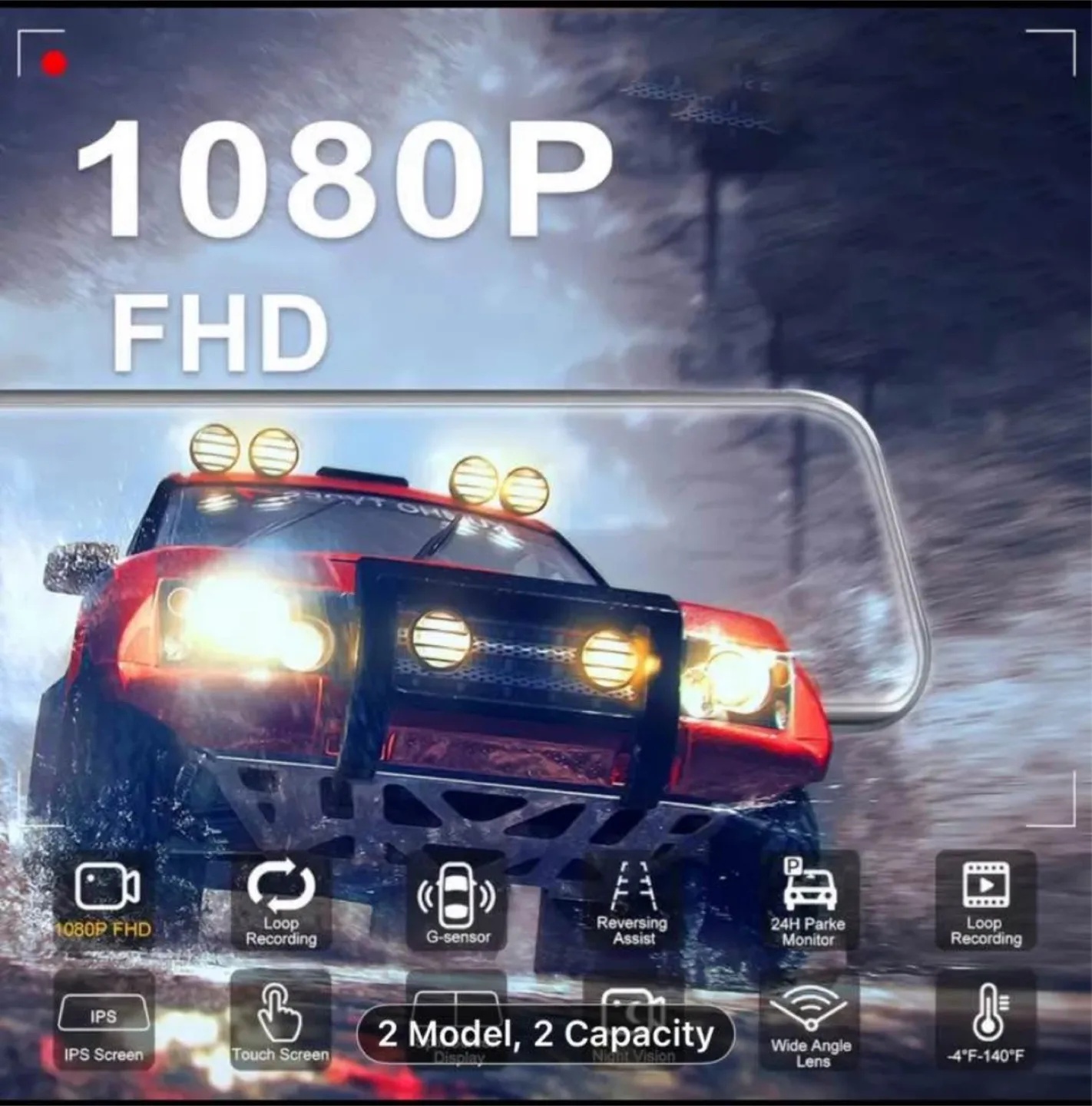 1&2 Channel 10 Inch Mirror Dash Cam for Trucks & Cars image indicator(4)