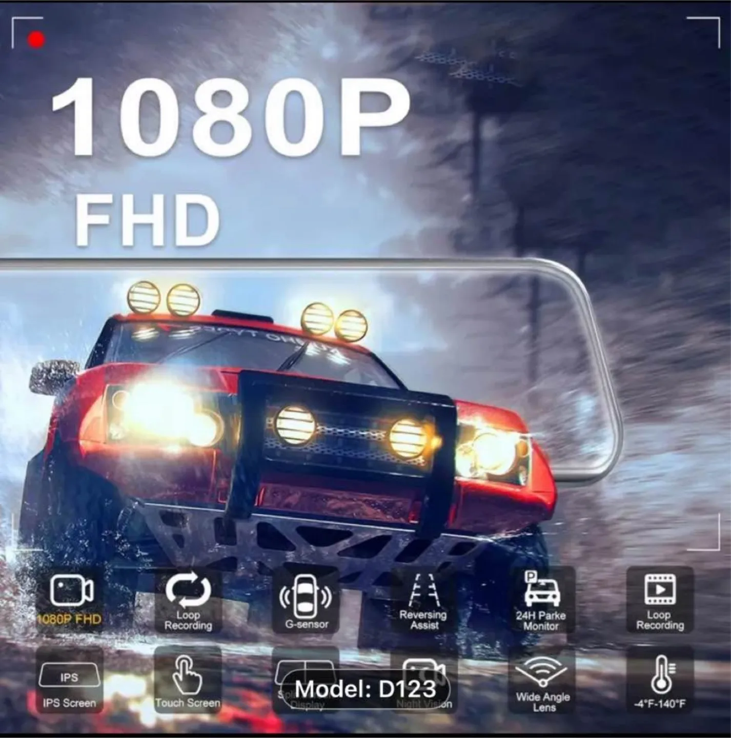 Dash Mirror with Rearview Mirror, rear camera image indicator(3)