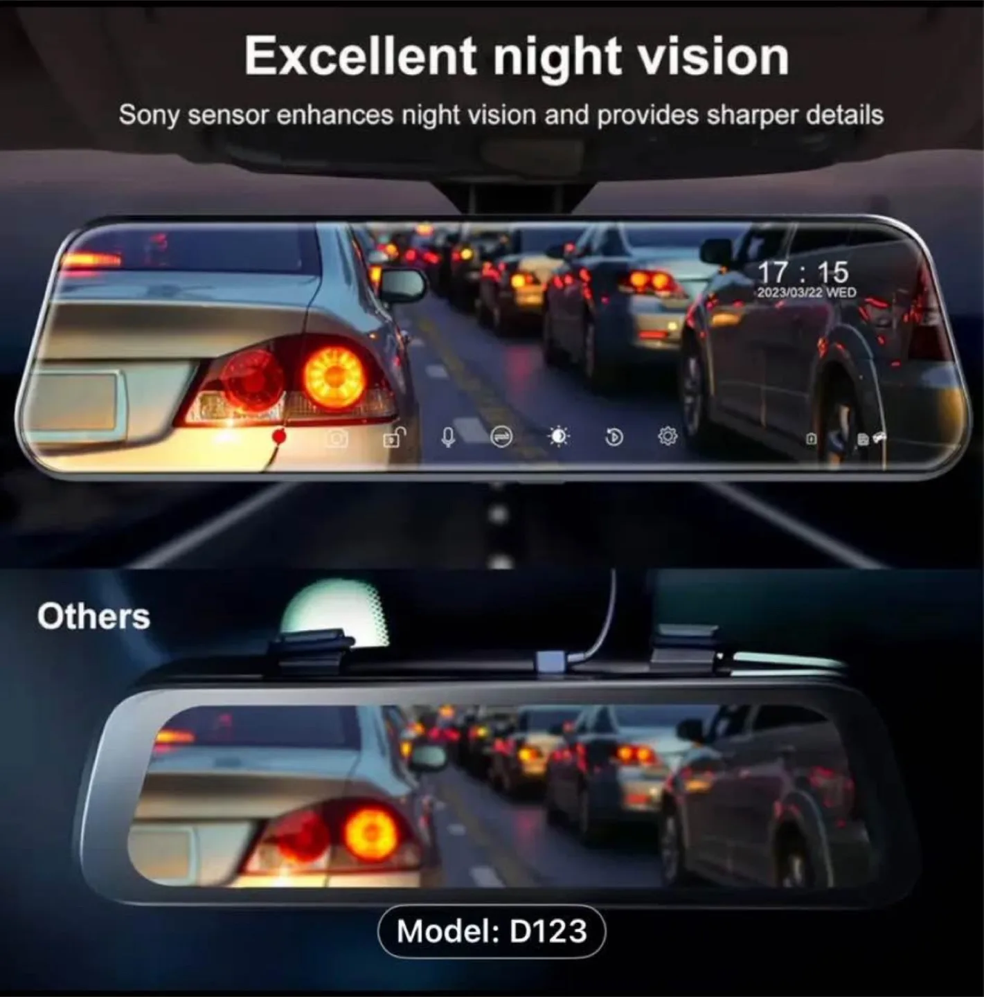 Dash Mirror with Rearview Mirror, rear camera image indicator(8)