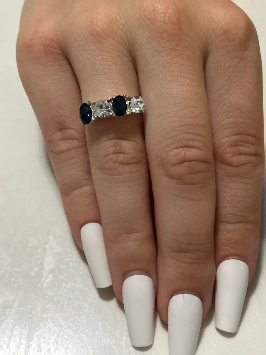 Ring with Dark Blue & Clear Stones thumbnail