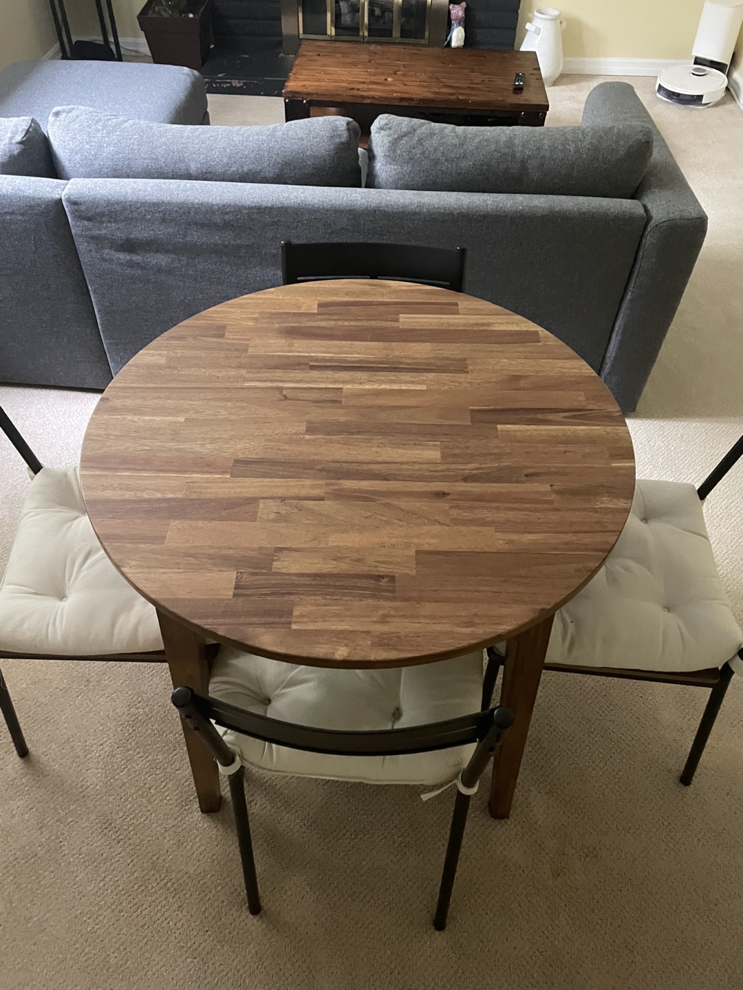 Dining Table Round Wooden with 4 Chairs - photo 2