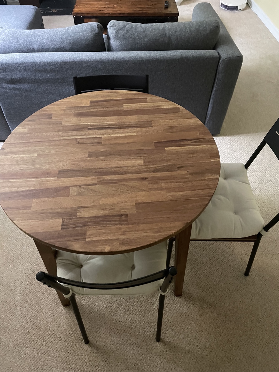Dining Table Round Wooden with 4 Chairs - photo 3