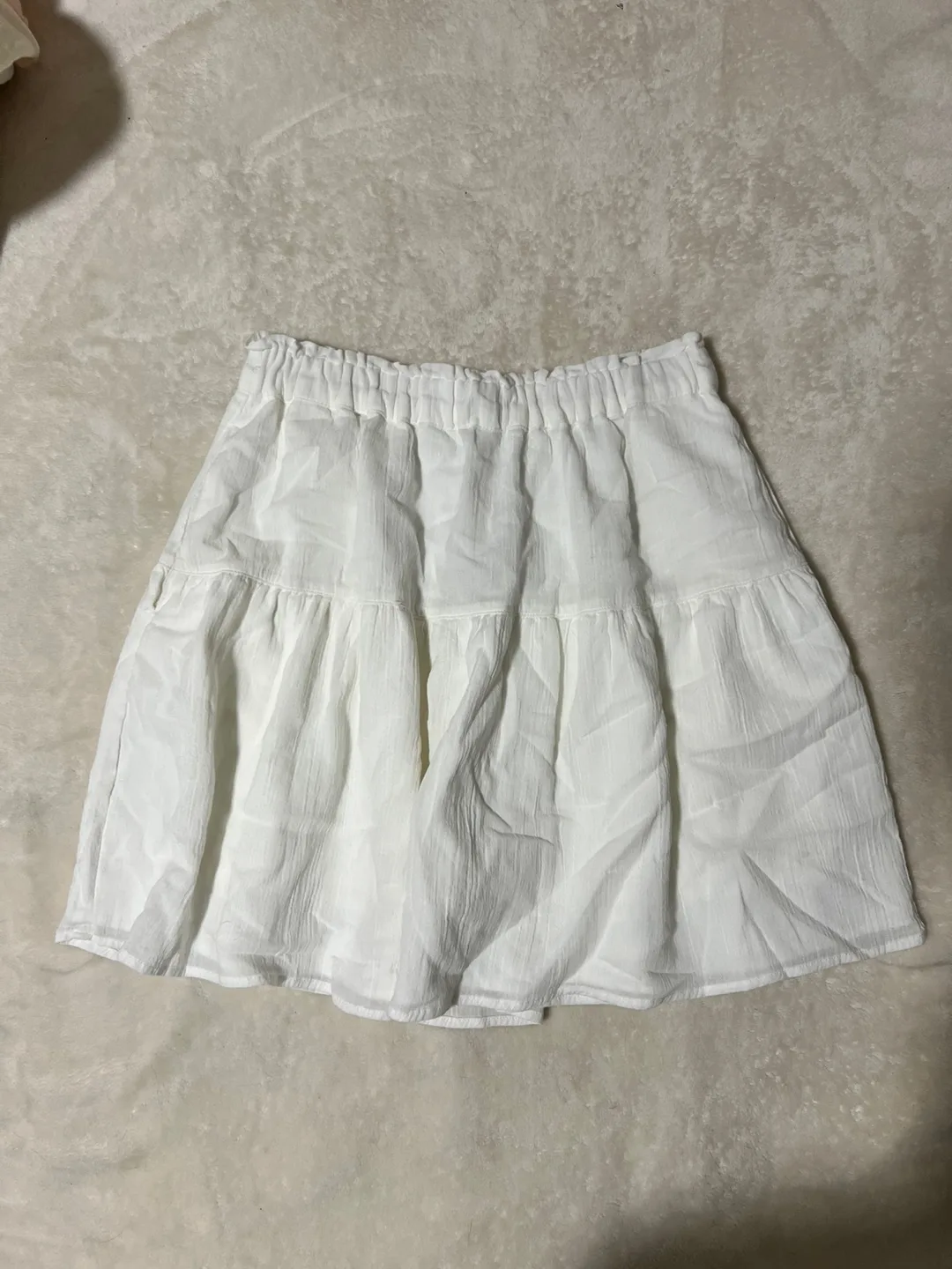 Uniqlo Tiered Mini Skirt - Off White thumbnail