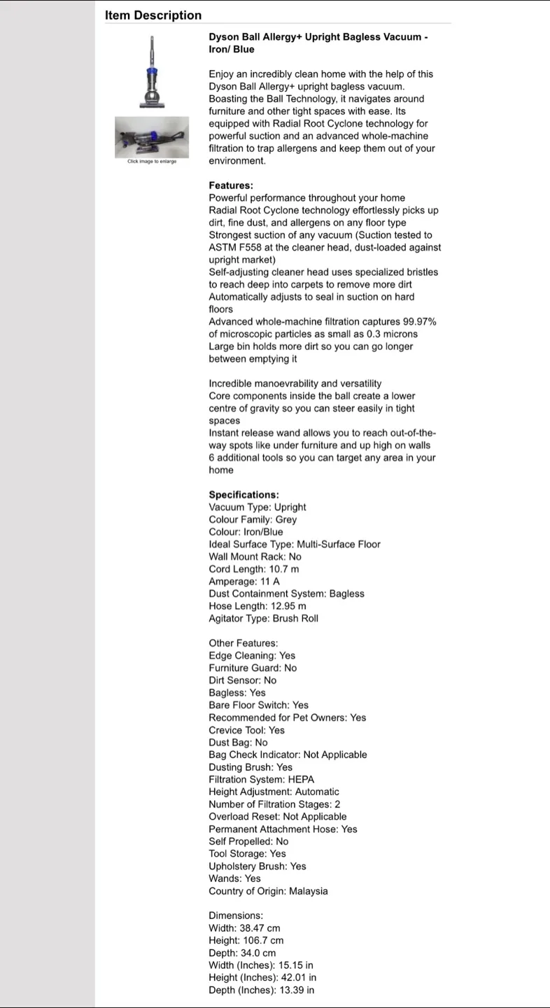 NEW! Dyson Ball Allergy+ Upright Bagless Vacuum - MSRP $790.99 image indicator(8)