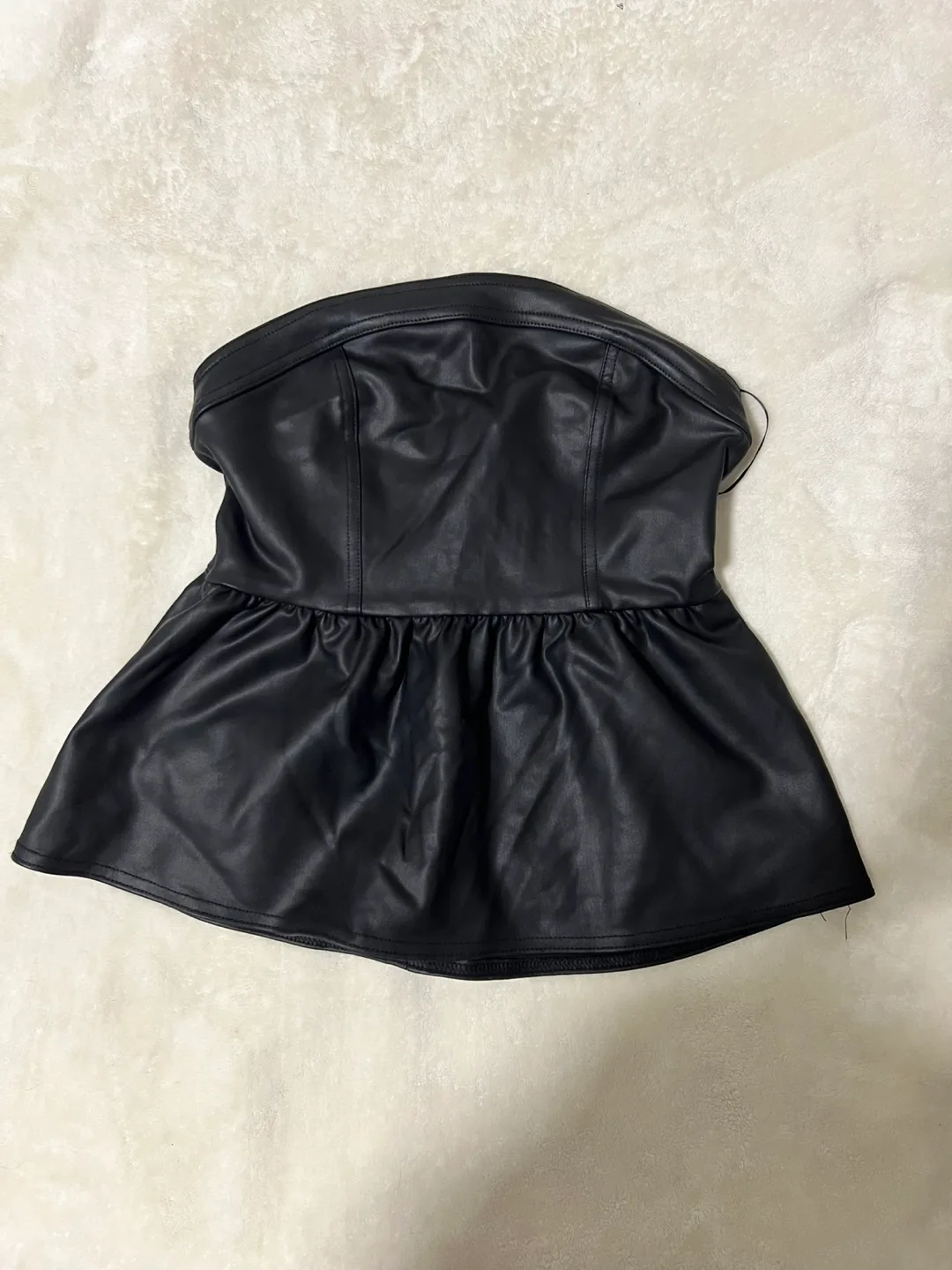 H&M Divided Black Faux Leather Top - XS thumbnail