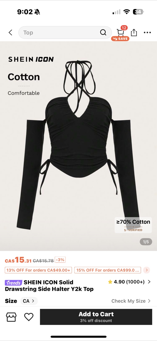 Shein ICON Black Halter Y2k Top