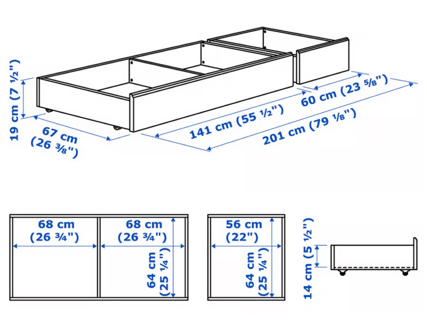IKEA Brimnes White Underbed Storage Drawer image indicator(3)
