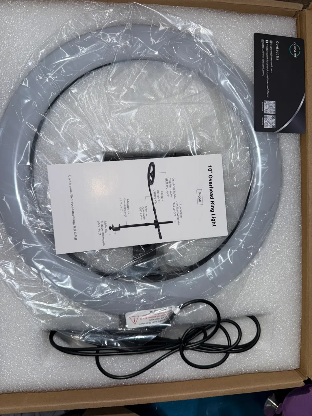 Luxsure 10” overhead ring light and phone holder. image indicator(6)