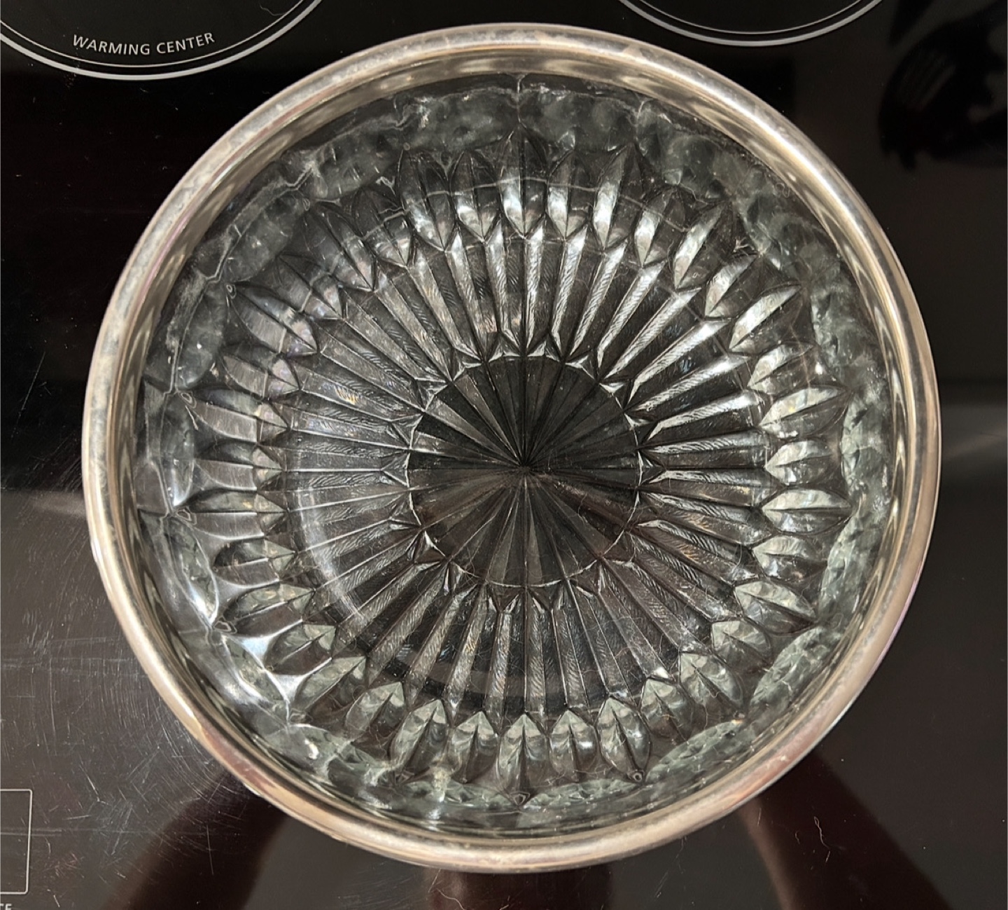 Vintage Round Crystal Bowl with Silver Plated Rim - photo 3