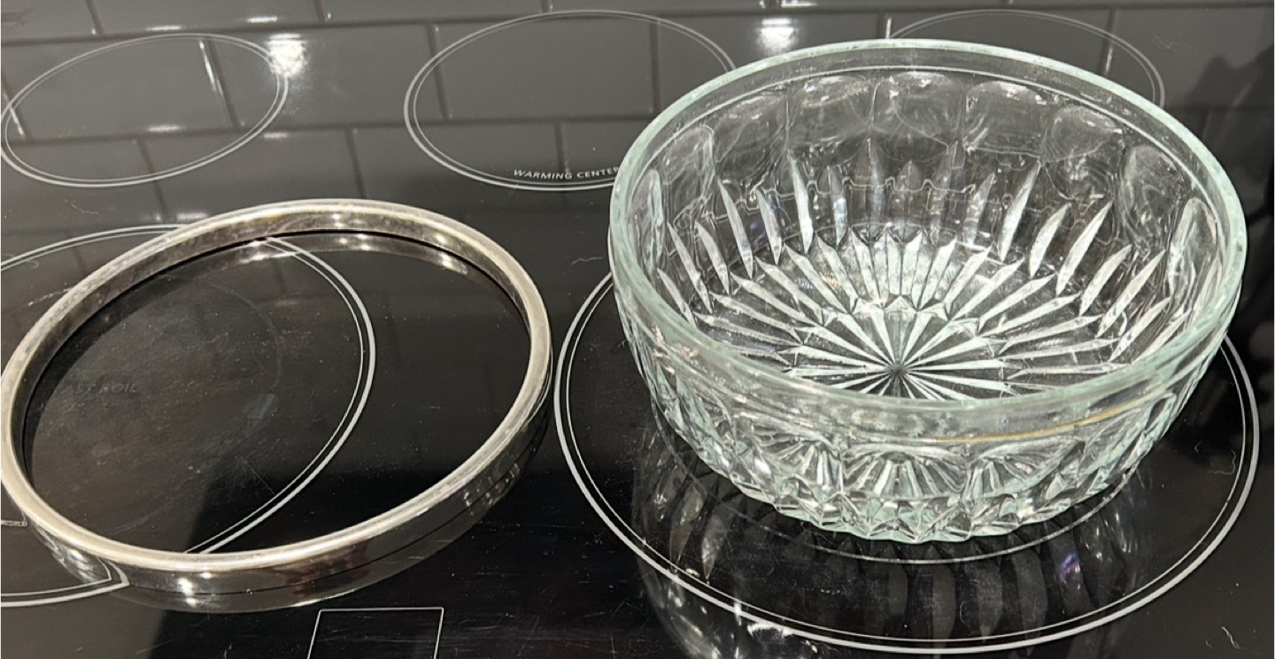 Vintage Round Crystal Bowl with Silver Plated Rim - photo 4