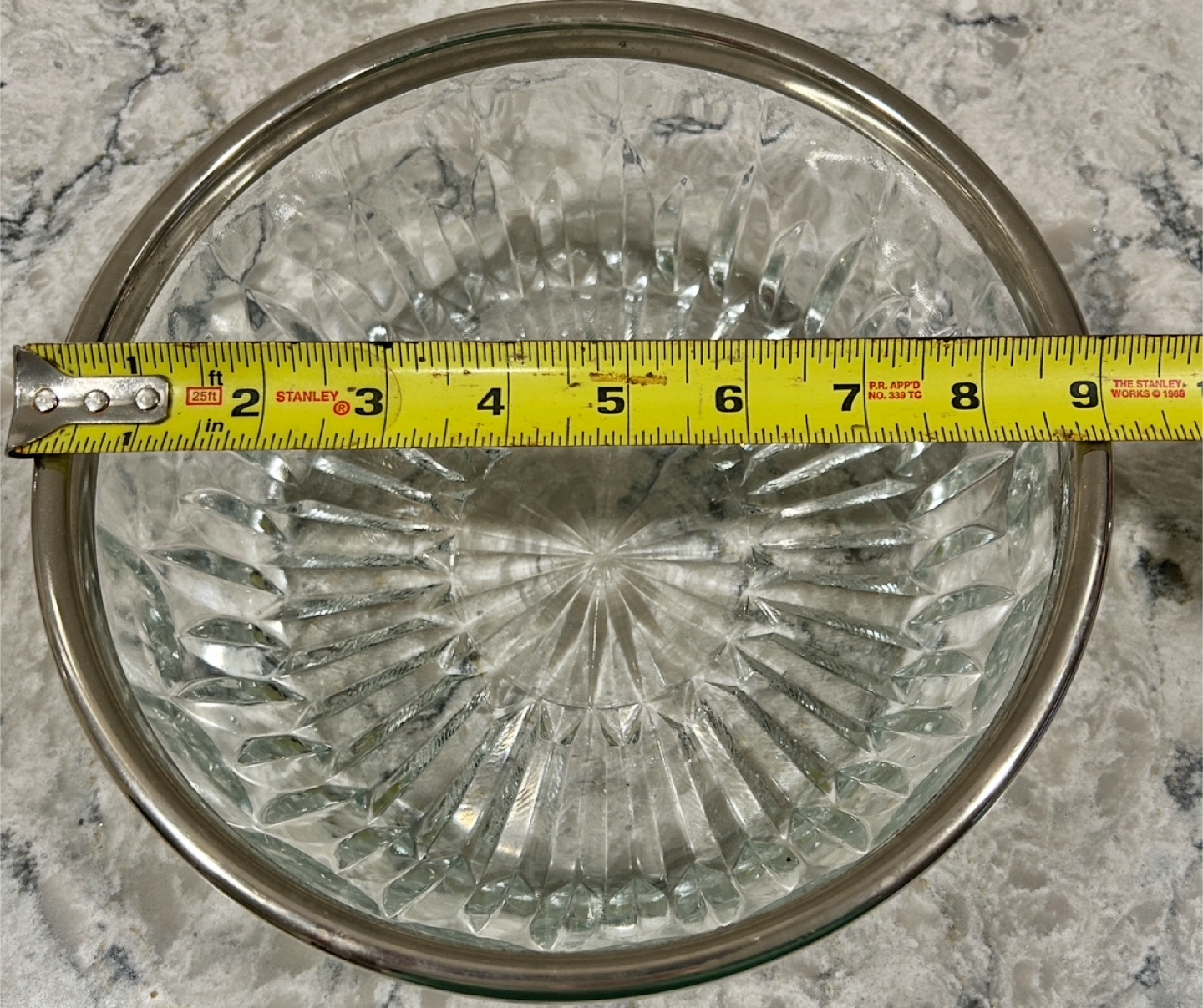 Vintage Round Crystal Bowl with Silver Plated Rim - photo 5
