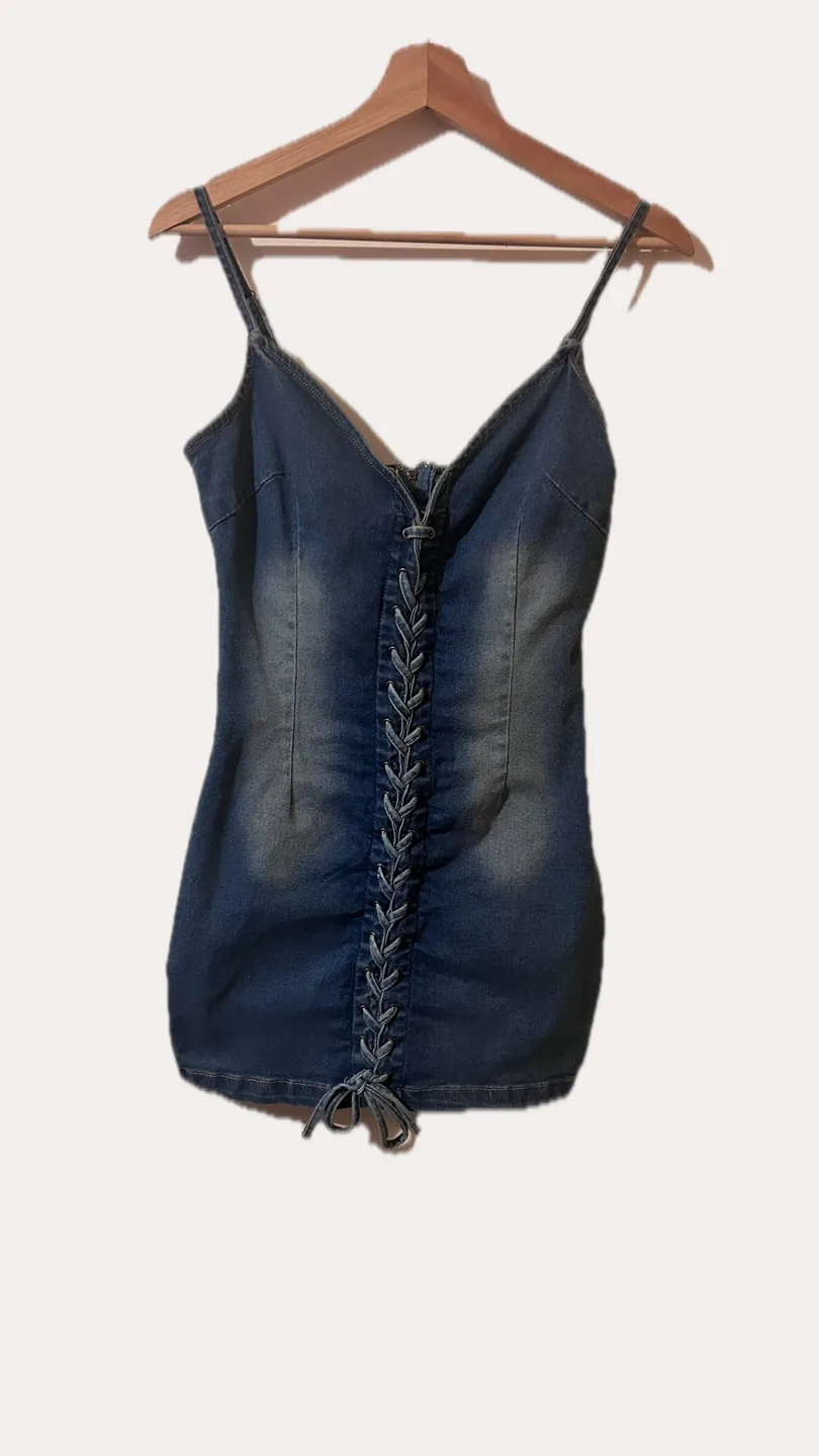 Forever 21 Denim ‘Lace-Up’ Mini Dress thumbnail