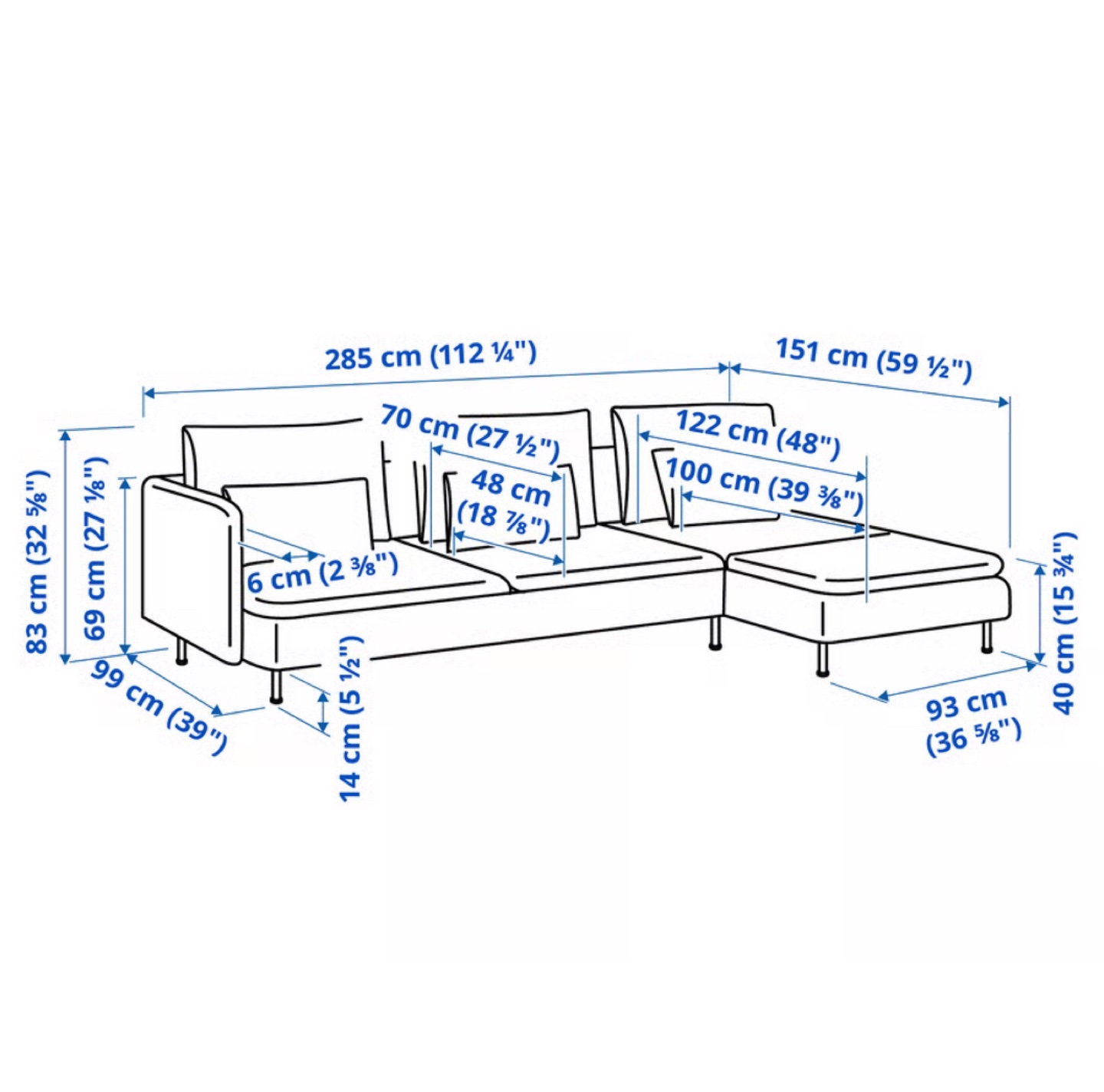 IKEA SÖDERHAMN Sectional Sofa with Chaise - photo 2