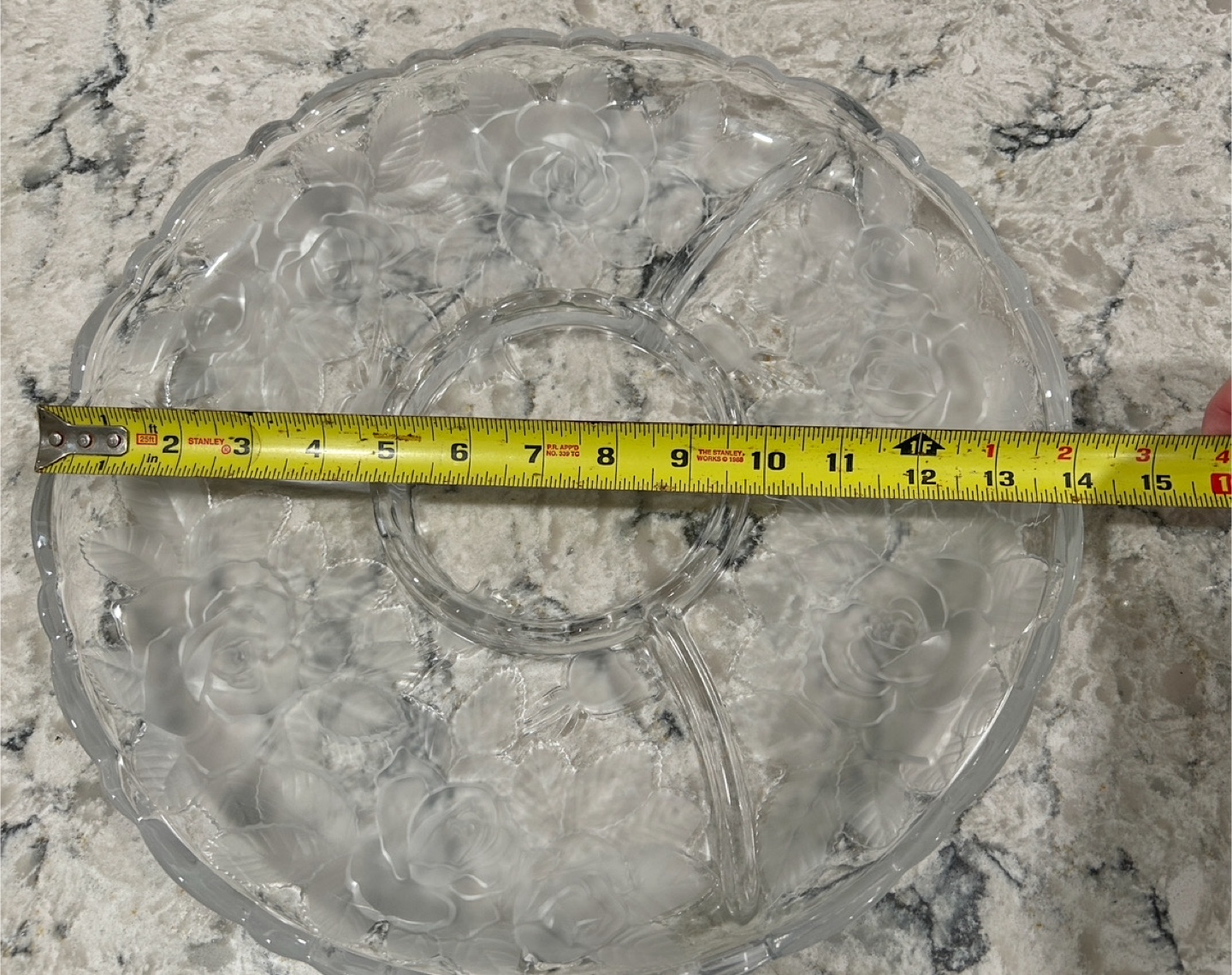 Studio Nova Winter Rose Frosted Glass Serving Platter. 4 Section - photo 4