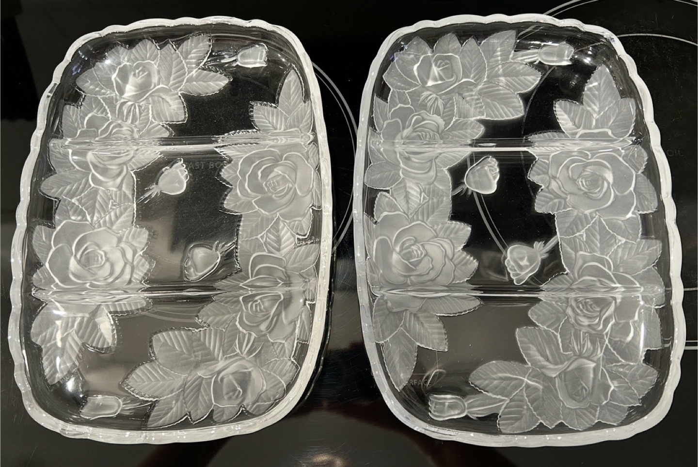 Studio Nova Winter Rose Frosted Glass 3 Part Serving Platters