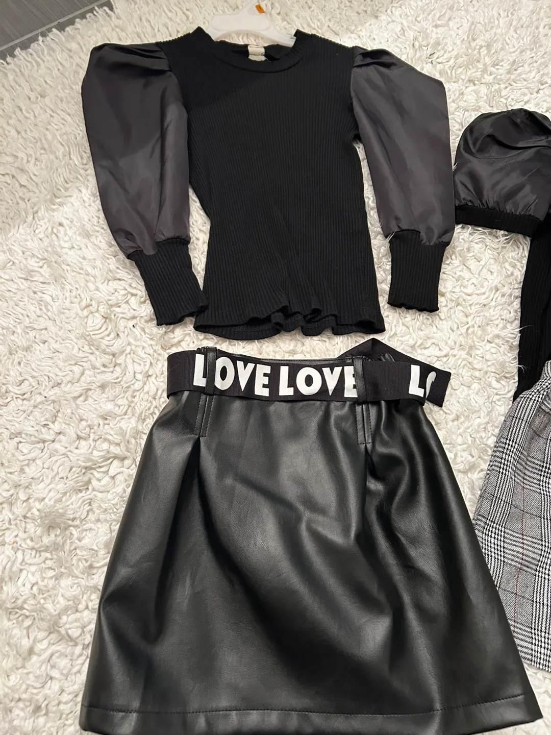 Girls' Black Top, Skirt & Shorts Set thumbnail