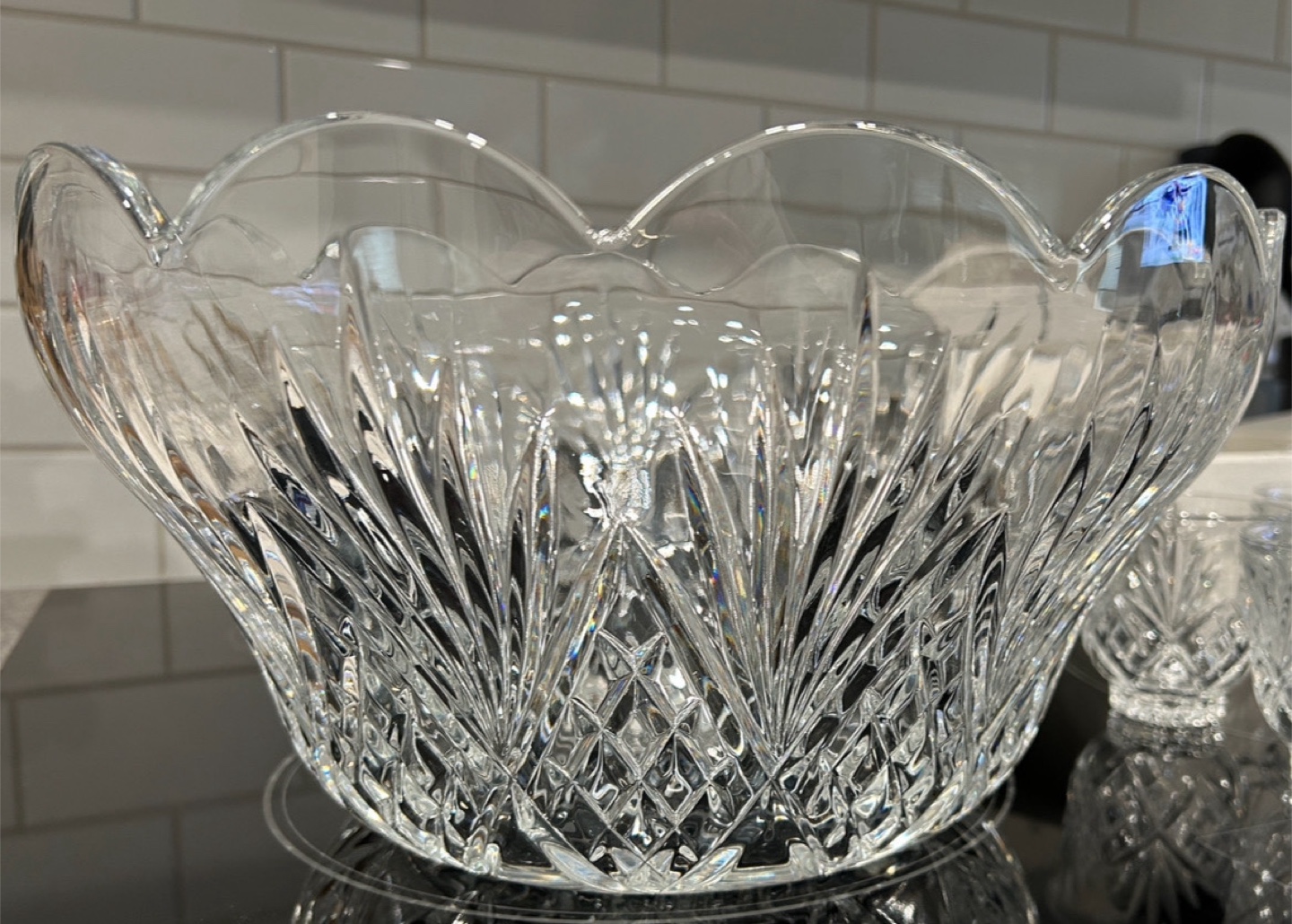 Bohemia Crystal made in Czech Republic Punch Bowl and 12 Cups - photo 5