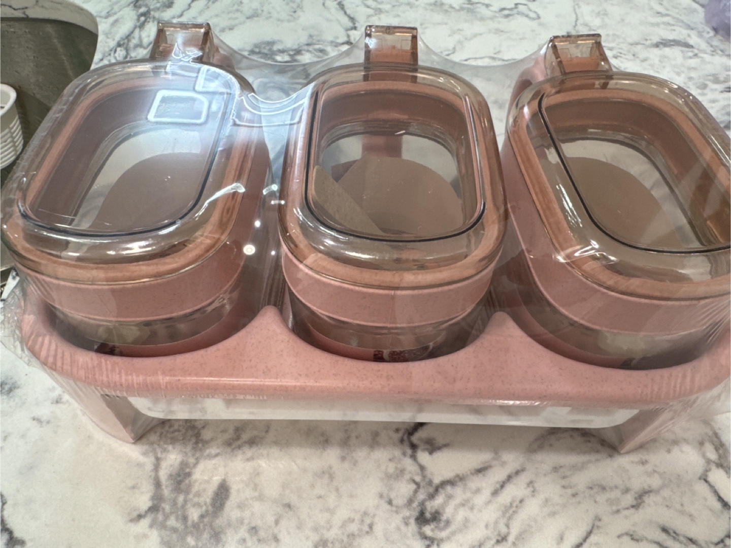Brand new Pink Triple Spice Container Set
