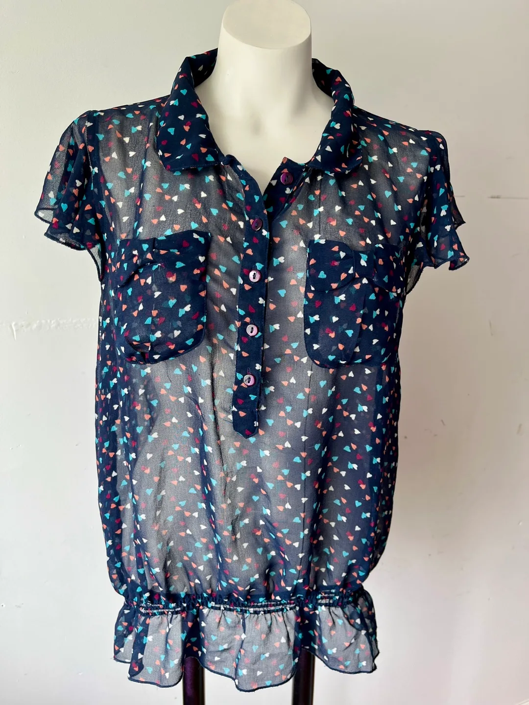 Atmosphere Heart Print Blouse - Size large thumbnail