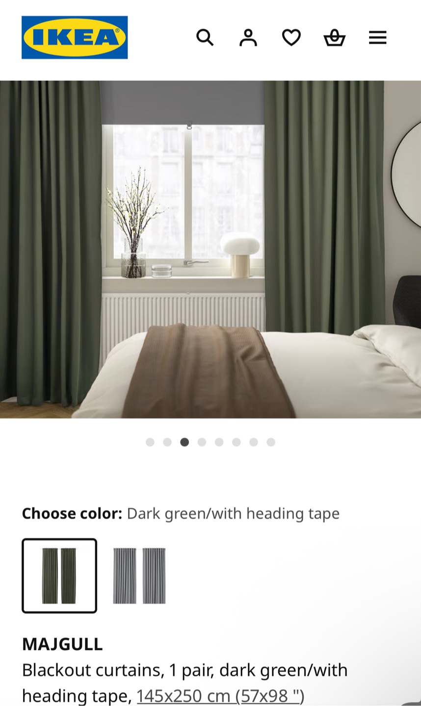 IKEA Majgull Blackout Curtains - Dark Green, 57x98"