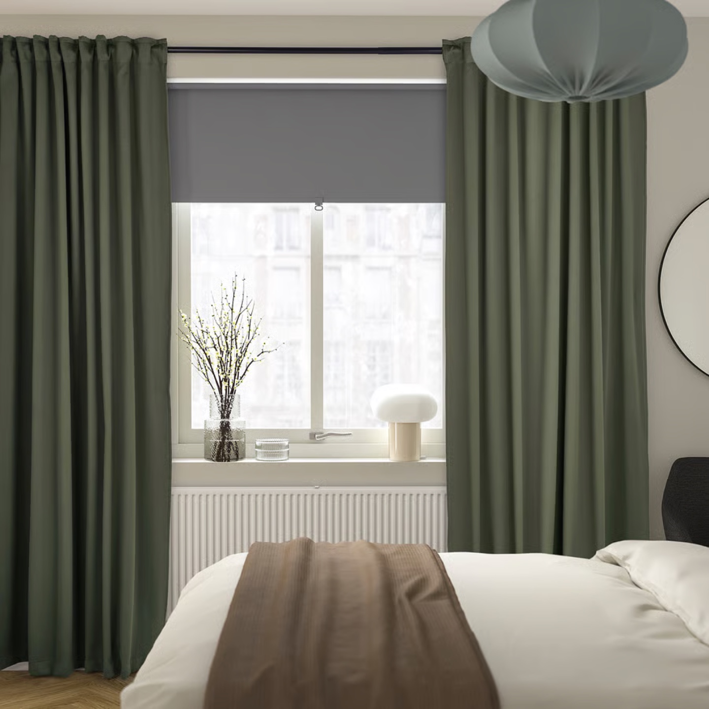 IKEA Majgull Blackout Curtains - Dark Green, 57x98" - photo 3