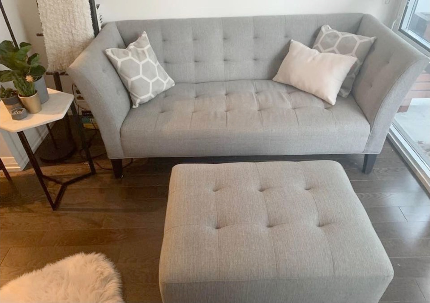 Hudson Bay Grey Loveseat Sofa with Ottoman