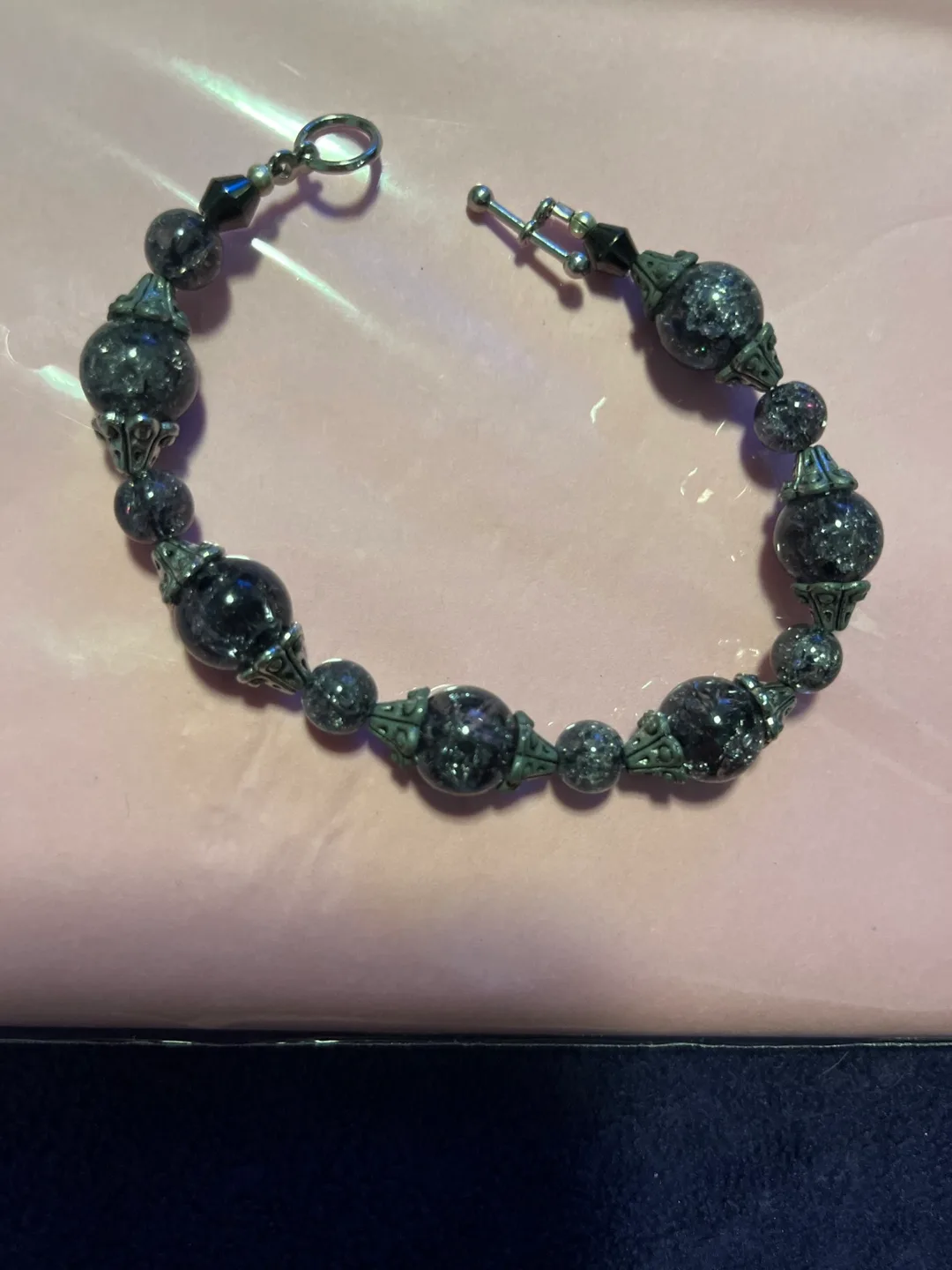 Beaded Bracelet - Black & Silver image indicator(2)