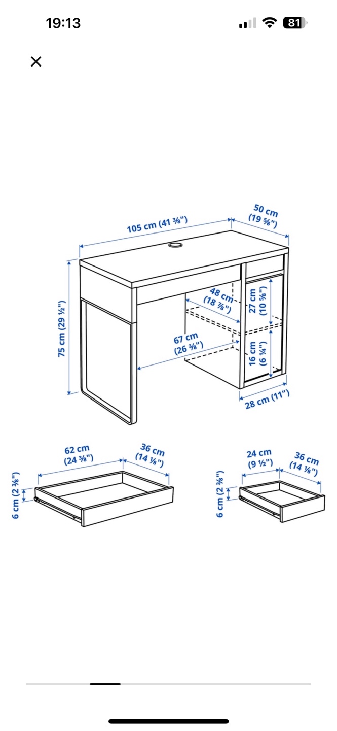 IKEA Desk - White, 41 3/8" - photo 2