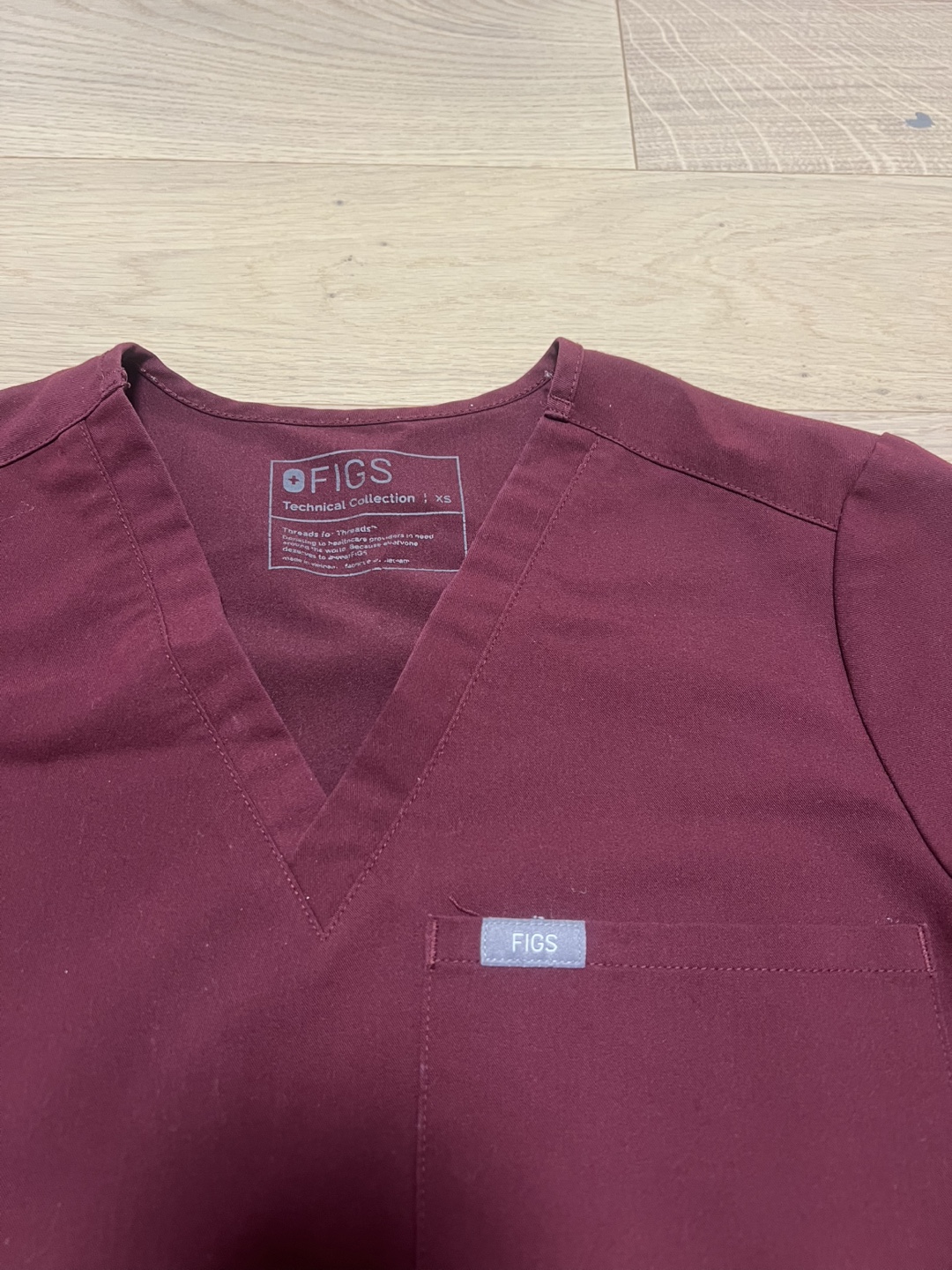 FIGS Scrub Set - XS, Burgundy - photo 2