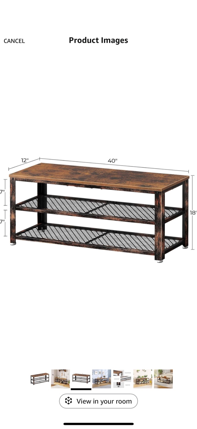 Rustic Brown bench shoe rack