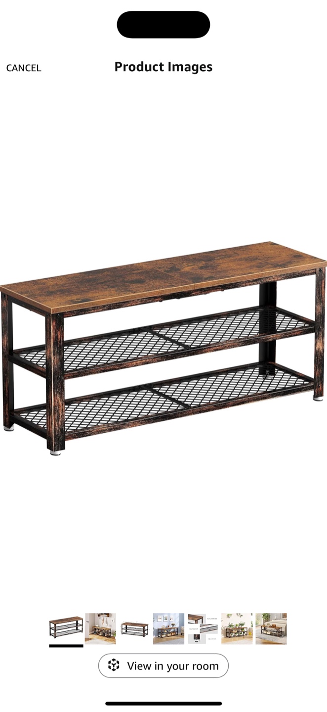 Rustic Brown bench shoe rack - photo 2