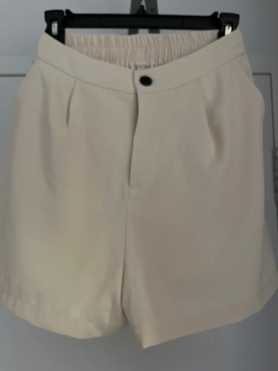 Beige Pleated Shorts