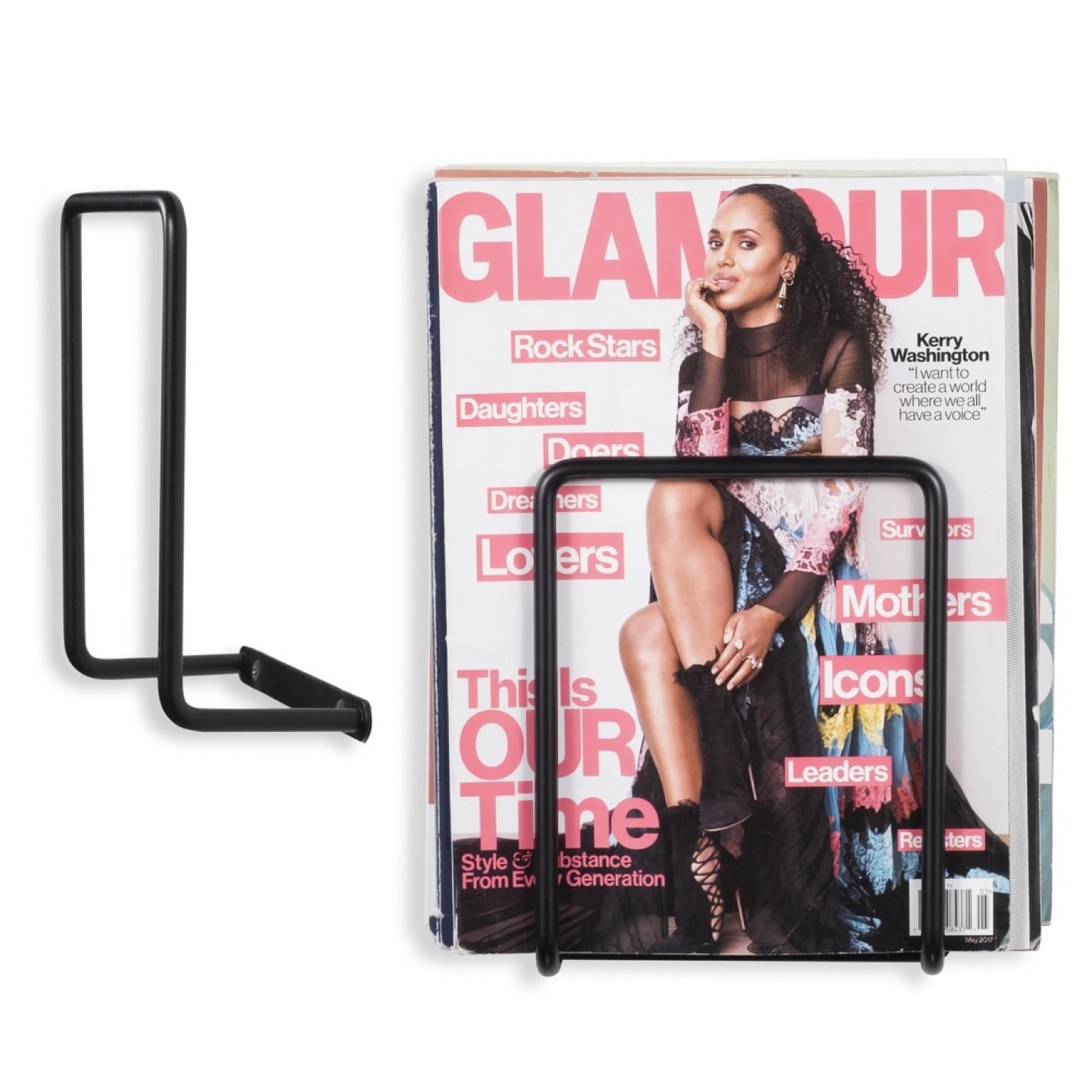 Vango Wall Mount Magazine Holder, Metal, Black (Set of 2) - photo 4