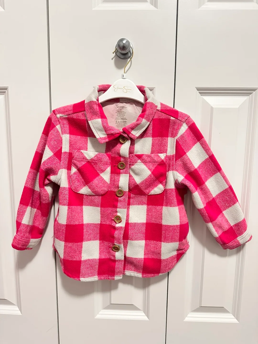 George Pink Plaid Flannel Shirt - Size 4T thumbnail