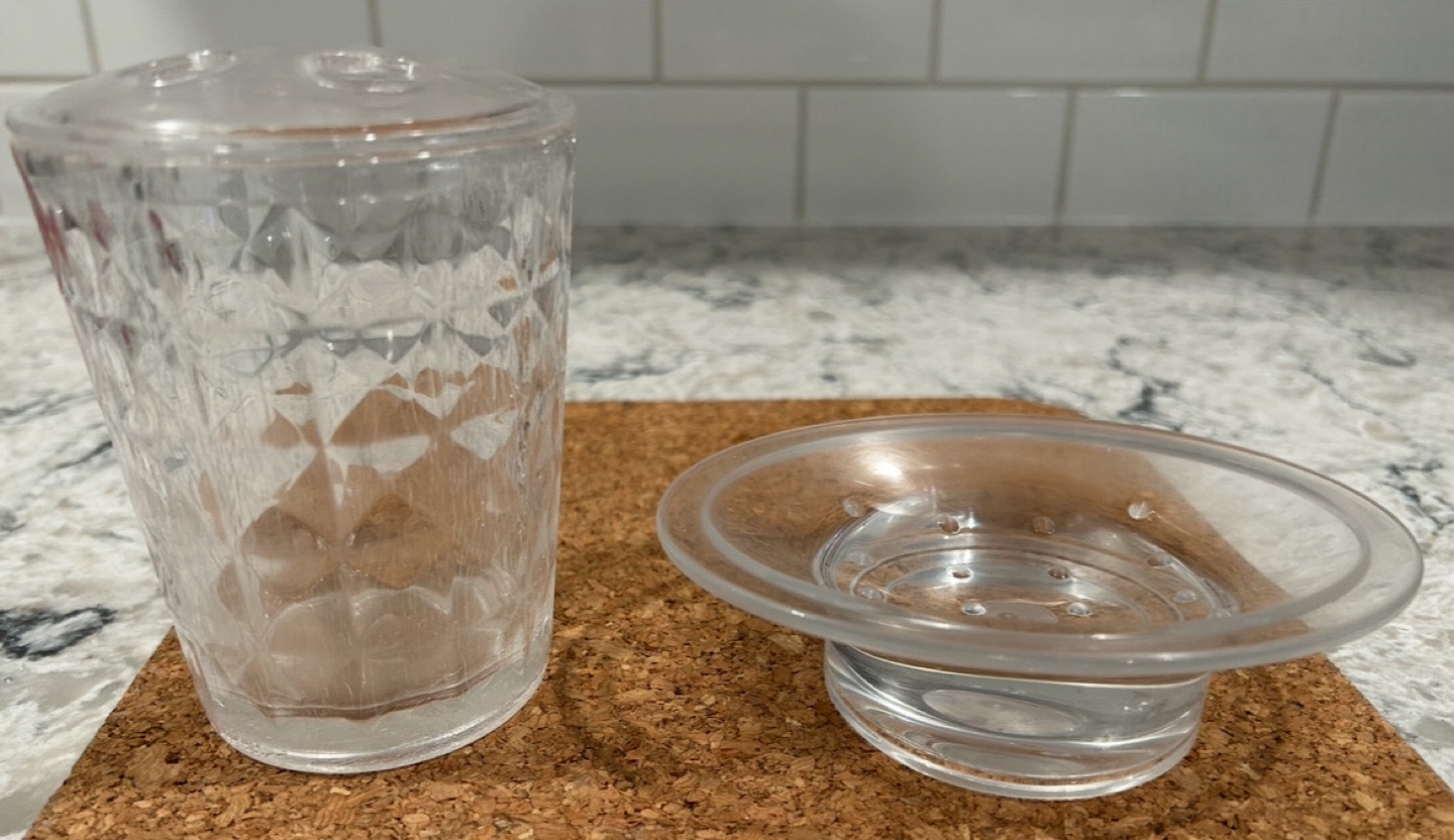 Clear Glass Toothbrush Holder & Soap Dish Set