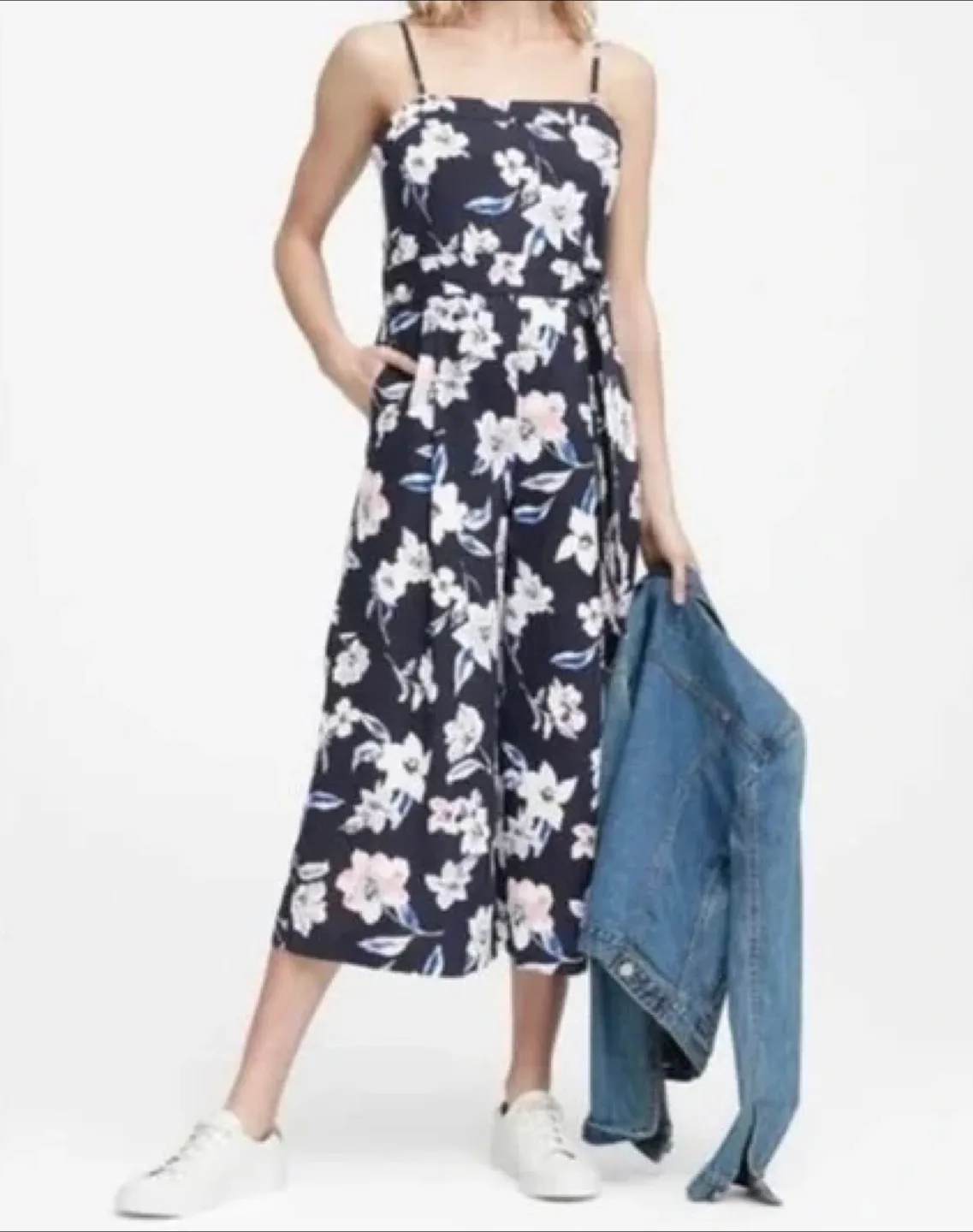 Banana Republic Cropped Wide Leg Floral Romper image indicator(4)