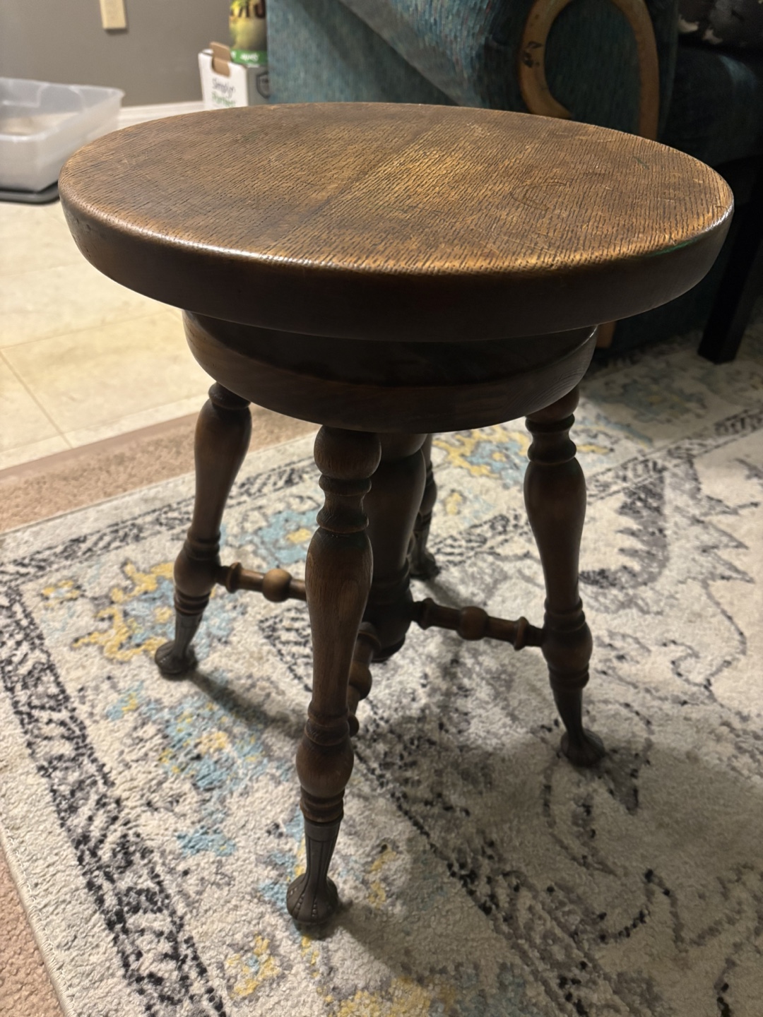 Vintage Wooden Piano Stool