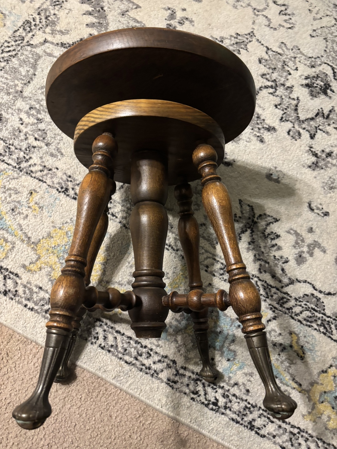 Vintage Wooden Piano Stool - photo 3