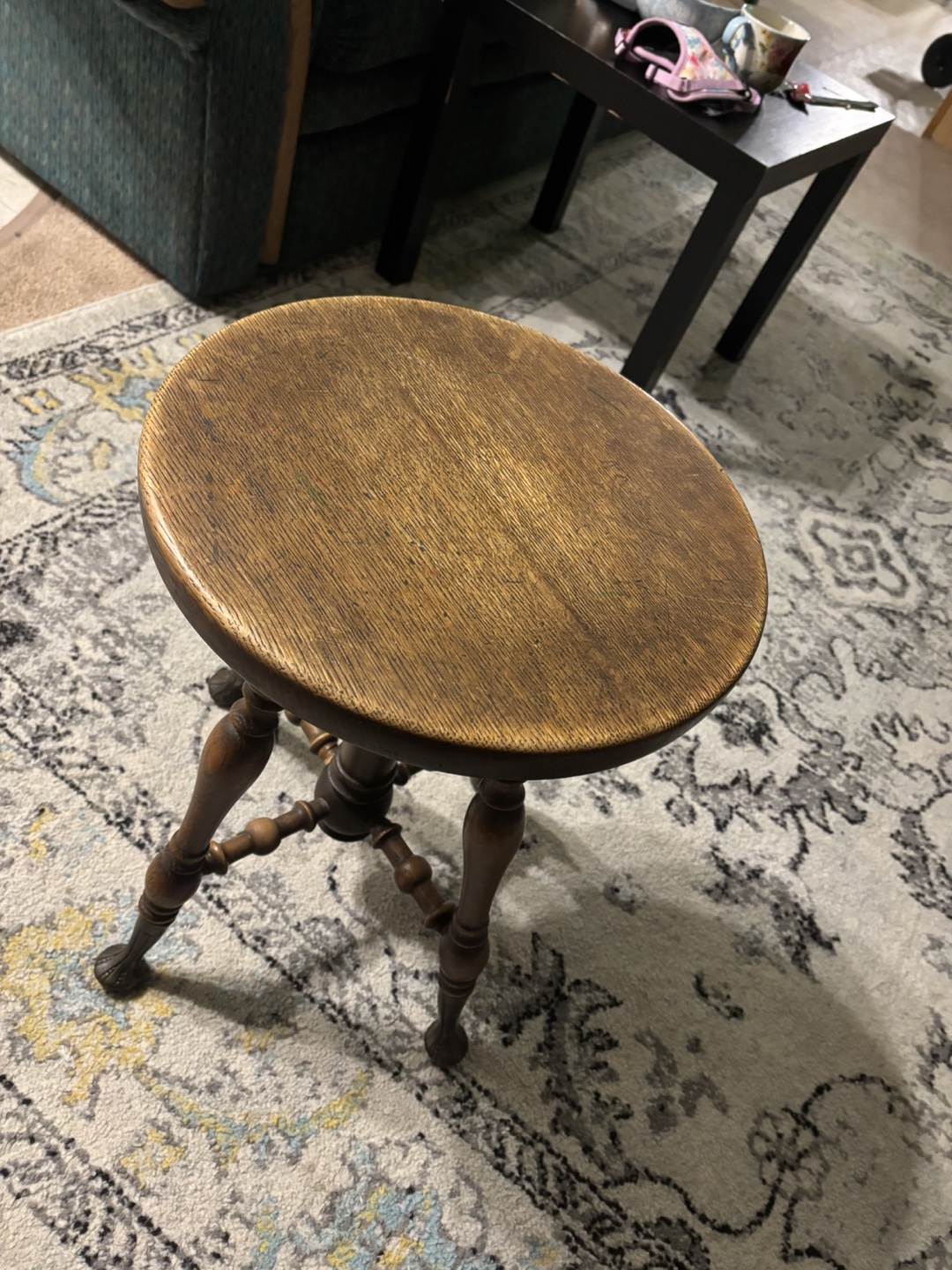 Vintage Wooden Piano Stool - photo 5