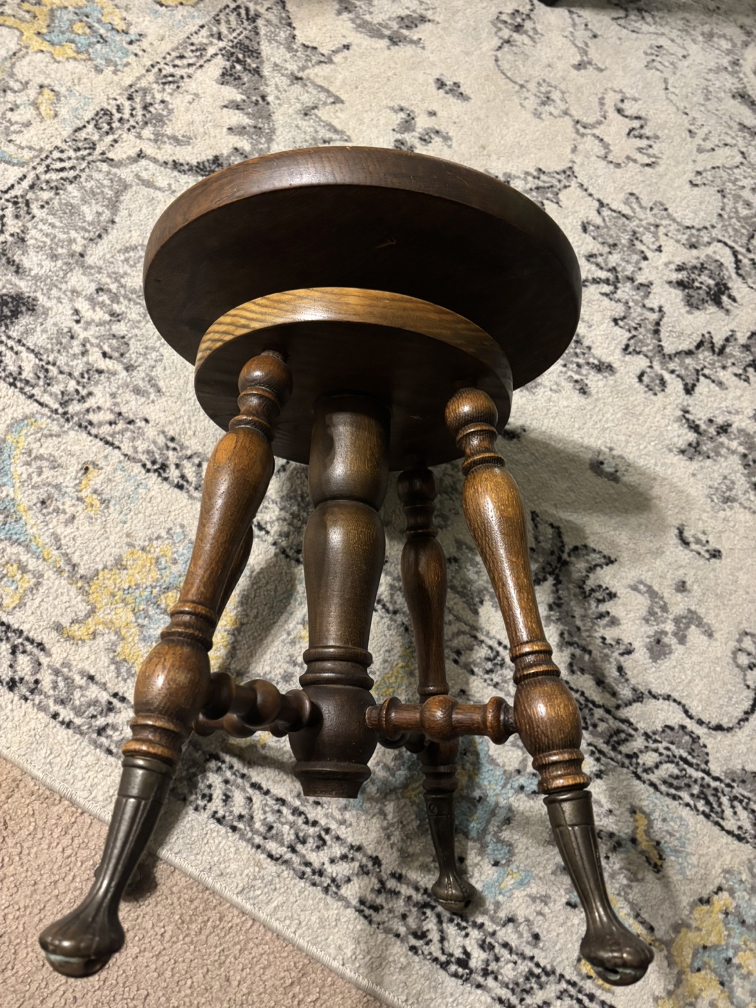 Vintage Wooden Piano Stool - photo 2