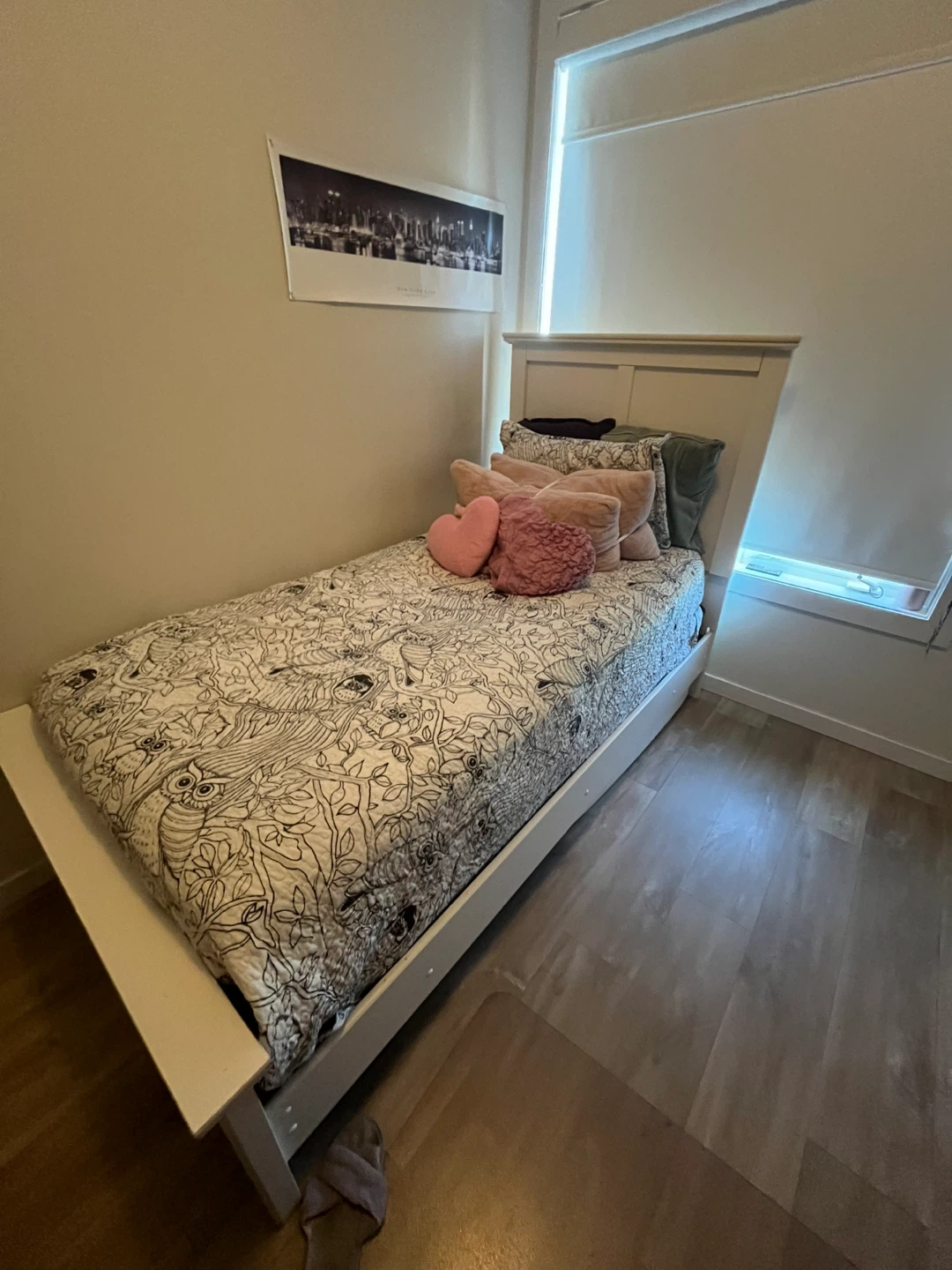 White Single Bed Frame with Mattress