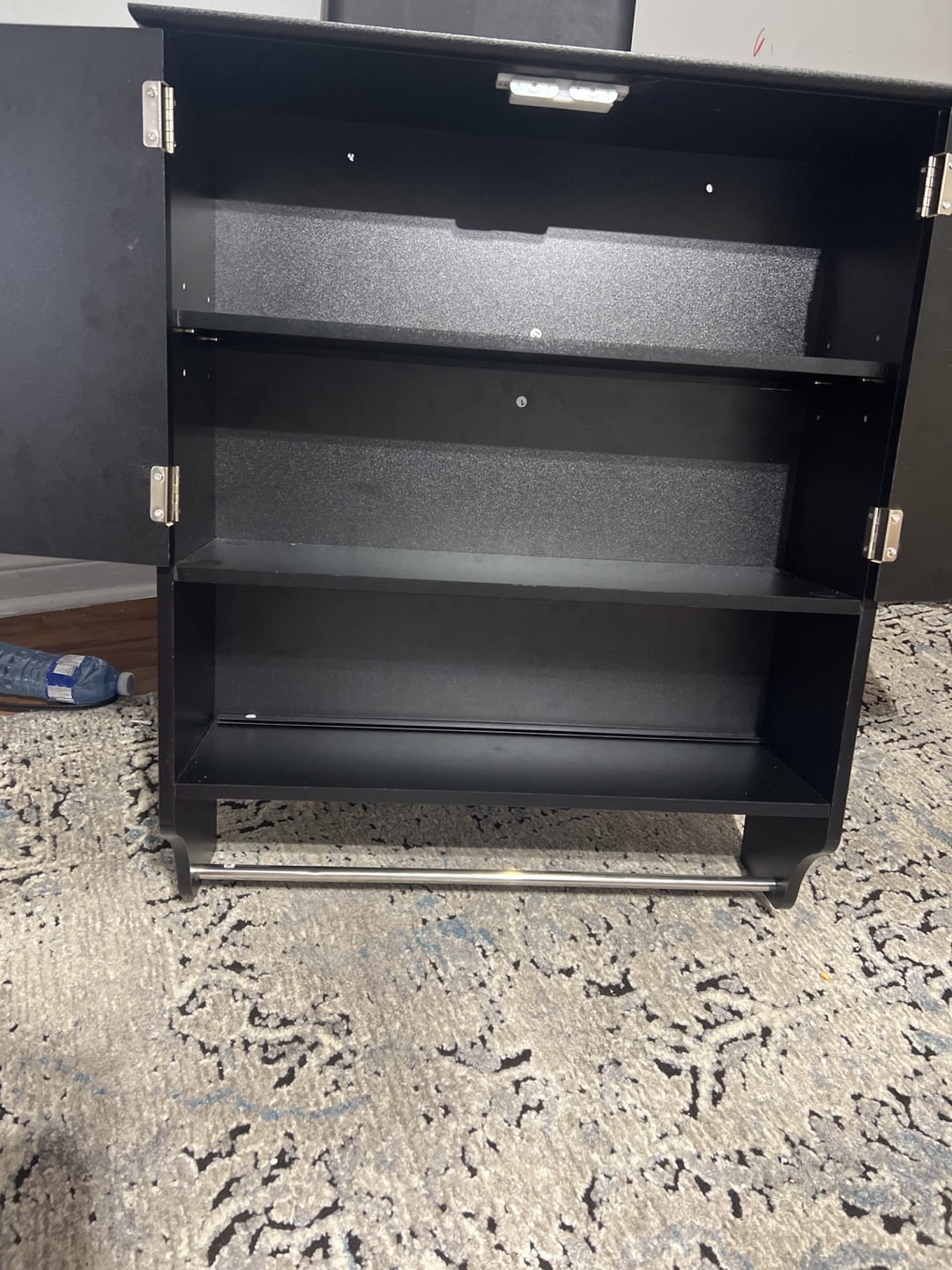 Black Bathroom Wall Cabinet with Towel Bar - photo 2