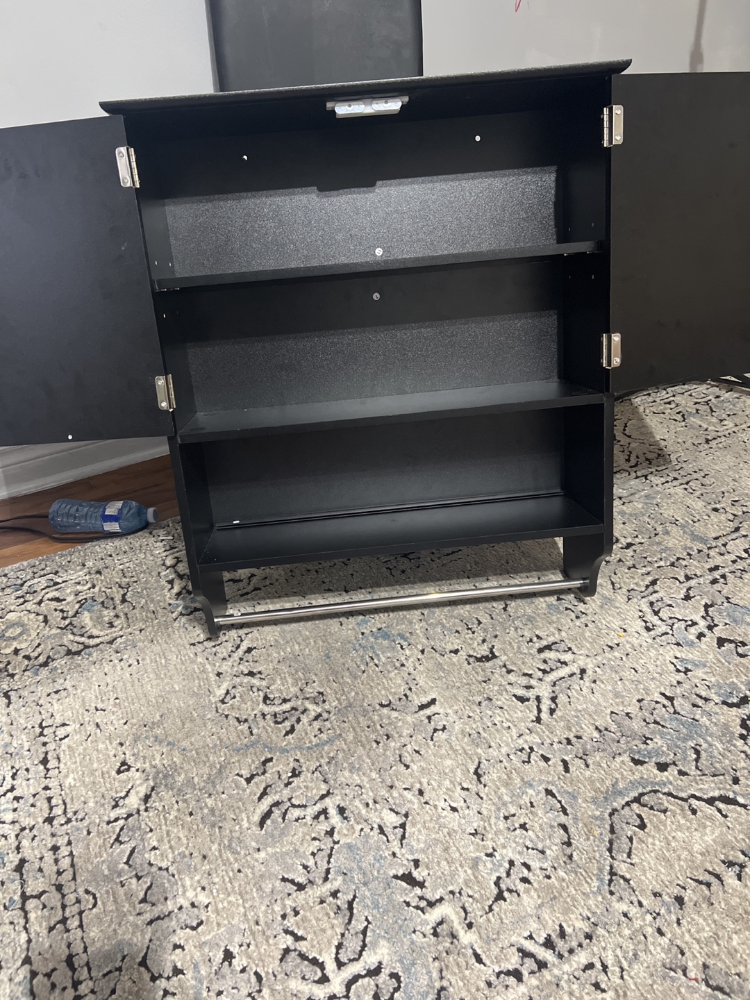 Black Bathroom Wall Cabinet with Towel Bar - photo 5