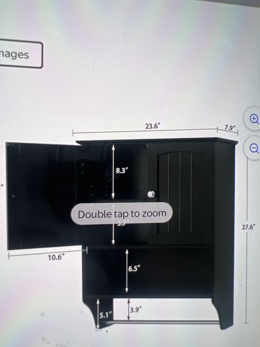 Black Bathroom Wall Cabinet with Towel Bar - photo 3