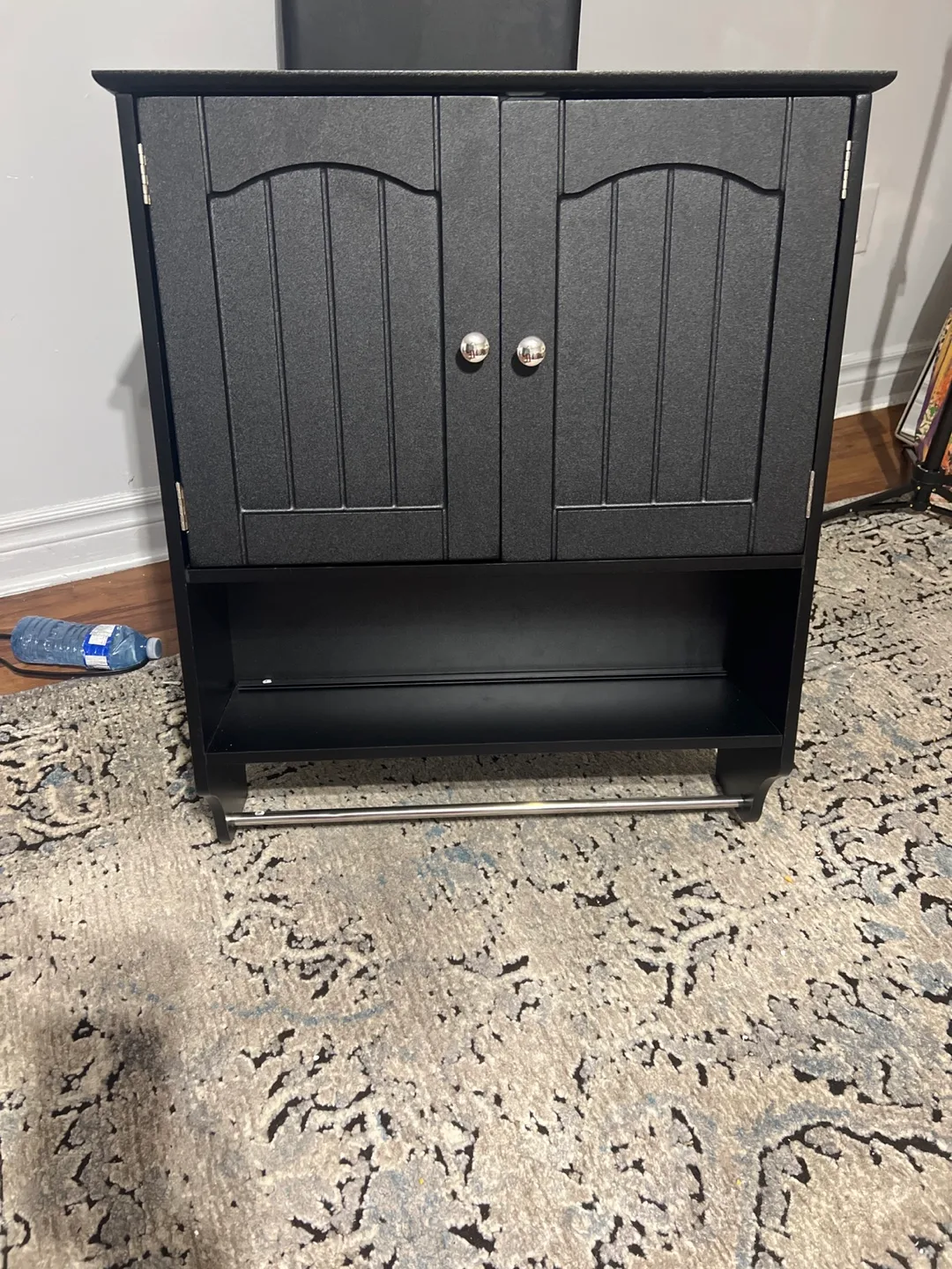 Black Bathroom Wall Cabinet with Towel Bar thumbnail
