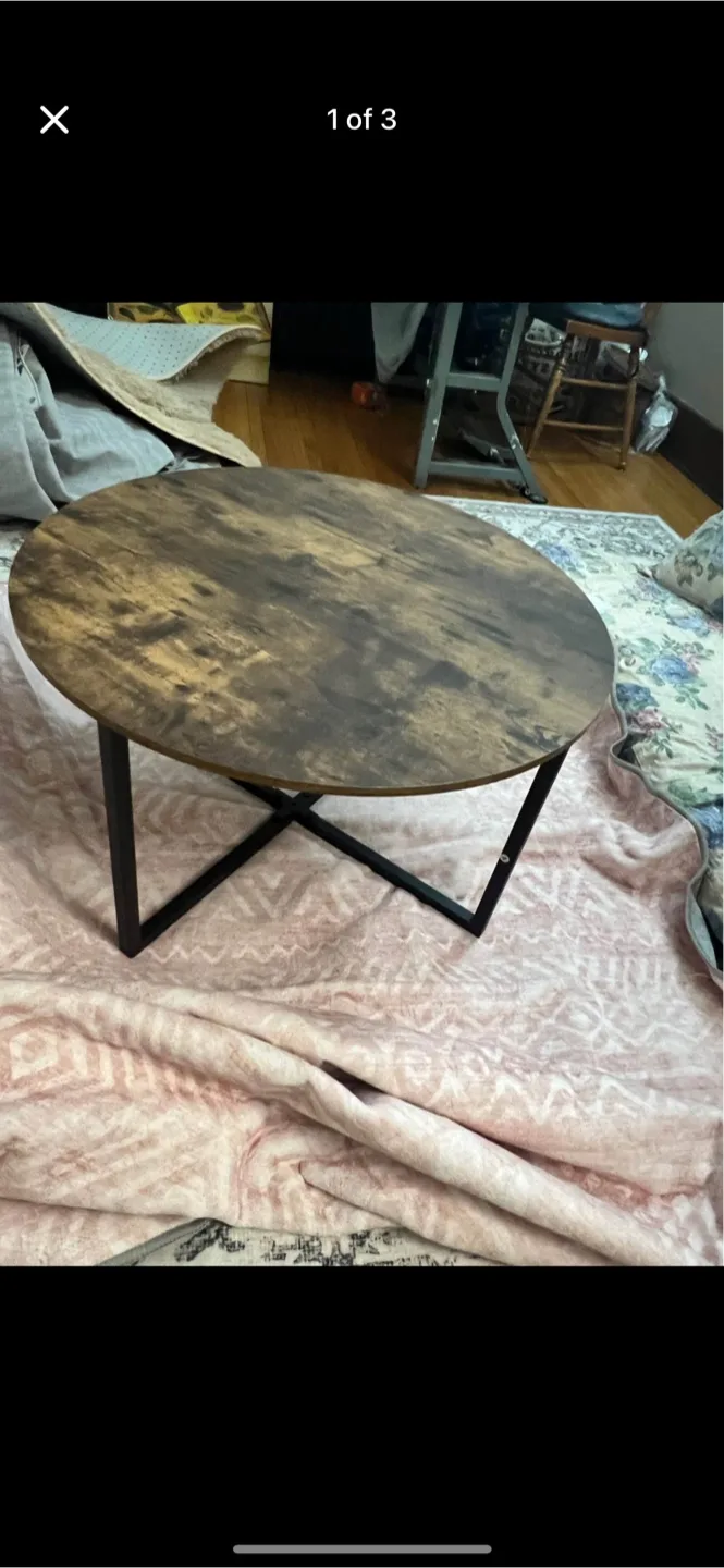 Round Coffee Table with Black Metal Legs thumbnail