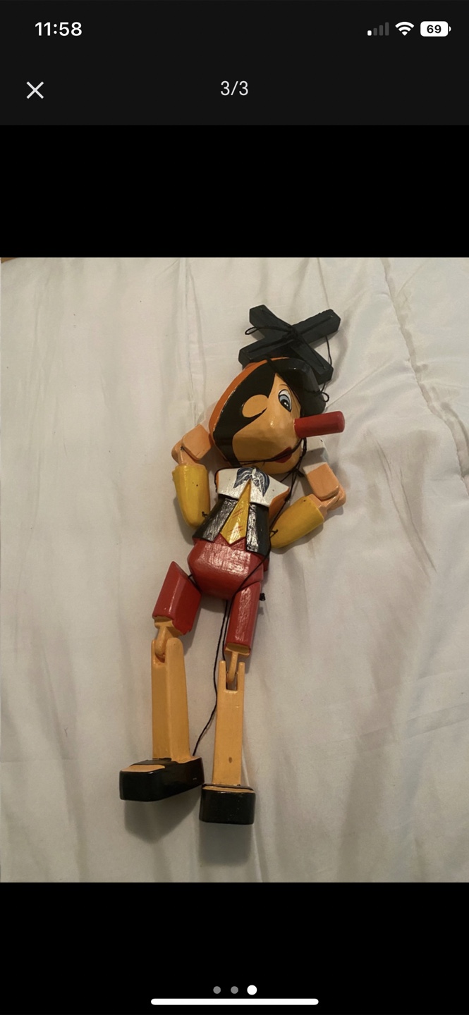 Vintage Wooden Pinocchio Marionette Puppet - photo 3
